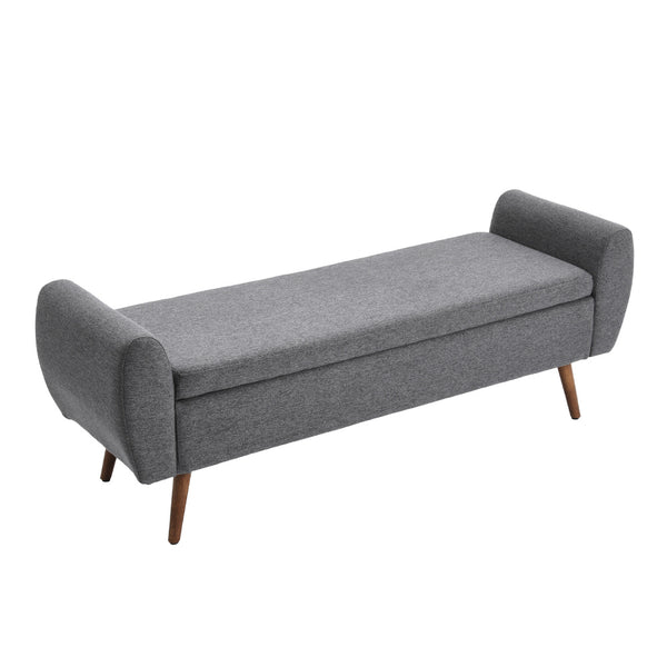 1pc Upholstered Bench Chiar With Storage Box, Padded Bench With Storage Space, Window Seat Bench, End of Bed Bench, Shoe Bench, Footstool With Wooden Legs For Hallway, Living Room, Bedroom, 153*46*54cm