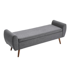 1pc Upholstered Bench Chiar With Storage Box, Padded Bench With Storage Space, Window Seat Bench, End of Bed Bench, Shoe Bench, Footstool With Wooden Legs For Hallway, Living Room, Bedroom, 153*46*54cm