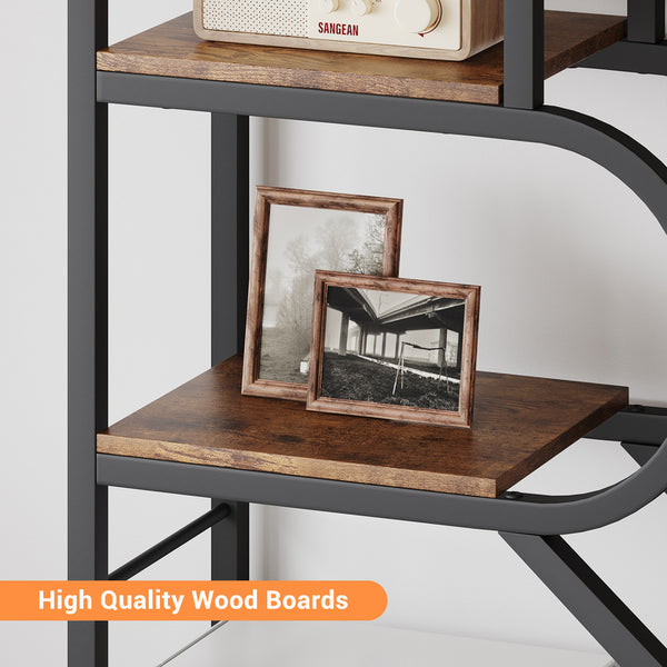 Arched Bookshelf, 9-Tier Metal Open Bookcase, Bookcase Display Racks, Modern Book Shelf for Living Room, Bedroom, Office, Geometric Display Shelf