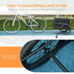 Bicycle Cargo Trailer with 65L Foldable Storage Box and Safe Reflectors