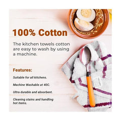Pack of 10 & 5 Terry Toweling 100% Cotton Dish Cloths Catering Bar Towel Super Absorbent Lint Free Quick Dry Heavy Duty Soft Kitchen Tea Towels Dishcloths for Washing Up Scrubbing Machine Washable Extra Large 70 X 40 Cm (Black/ Blue/red Multicolor Check P