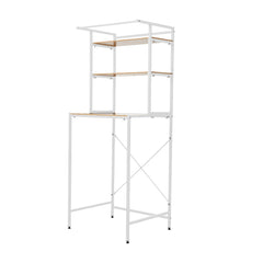 3-Tier Over Toilet Storage Rack, Freestanding Bathroom Laundry Organizer Shelf, Multi-Layer Storage Cabinet for Towels, Detergent, and Plants, White/Black