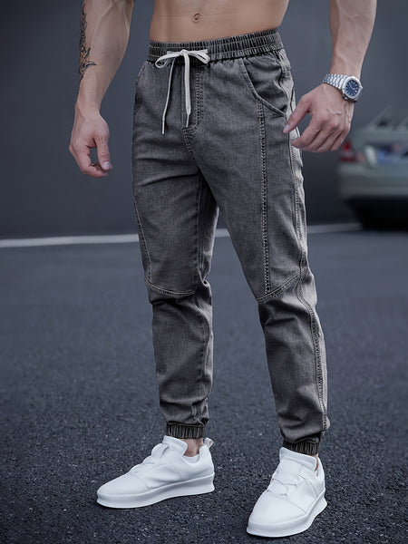 New Men's Washed Jeans for Spring and Autumn, Fashionable Ankle Pants, Comfortable Casual Trousers