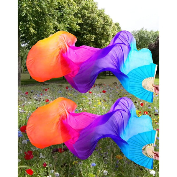 Artificial Fan, for Belly Dance, Women's Belly Dance Fan, Handcrafted Colorful Ribbon Fan, Professional Folding Dance Fan, Suitable for Traditional Dance, No Battery Required