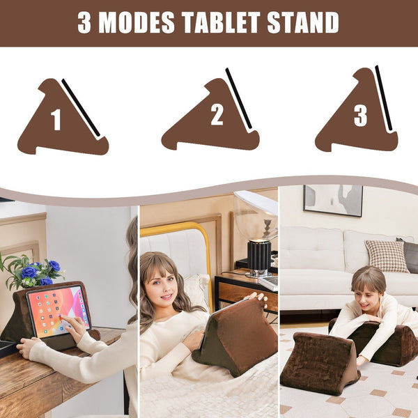 COSTWAY Wedge Pillow Set, Bed Wedge Pillow with Tablet Pillow Stand, High Resilience Foam, Side Pockets, Smooth Zipper, Soft Wedge Pillow for Neck, Shoulder, and Back Pain Relief Bedroom Furniture Bedroom Accessories Furniture for Home From LOCAL WAREHOUS