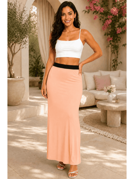 Women'S Full Length Maxi Skirt – High Waist Stretch Long Skirt | Soft Lightweight Casual Skirt | Modest Everyday Wear | Elastic Waist Maxi Skirt for Women