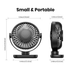 TOPK Mini USB Desk Fan, 3-Speed Adjustable Airflow, Low Noise Quiet Operation, 360° Flexible Rotation, Compact Portable Design for Home, Office & Bedroom