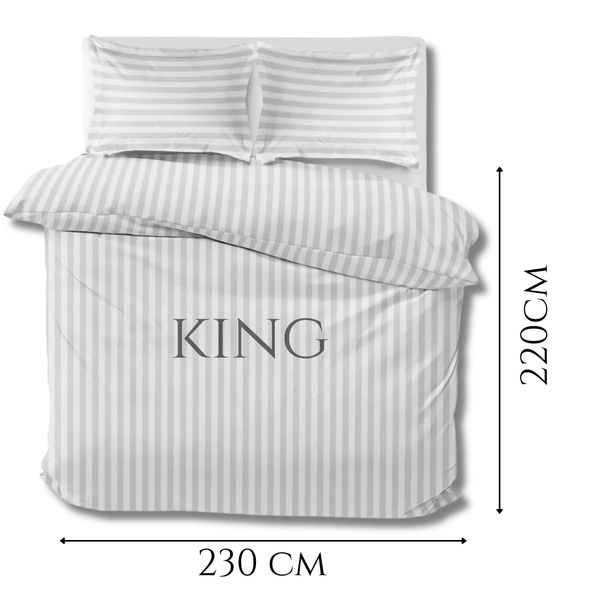 Luxurious Hotel Quality Egyptian Stripe Duvet/Quilt Cover Bedding Set with Pillowcases All Sizes Bedding Set - 3pcs Hypoallergenic Satin Stripes Microfiber Duvet Quilt Cover with Pillow Cases - Soft Comfortable, Durable Breathable & Anti-Wrinkle Duvet Cov