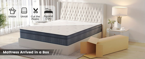 26cm/10.2in) Premium Hybrid Mattress: Individual Pocket Springs & 7-Zone Gel Foam, Medium Firm, Motion Isolation, Blue & White Design