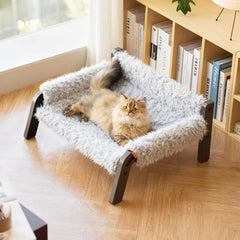 Large Cat Sofa Dog Bed, Sturdy Wooden Pet Sofa for Indoor Cats, Soft Cat Couch Wooden Cats Hammock Suitable for Kitten, Puppy Gray 56x45x27cm