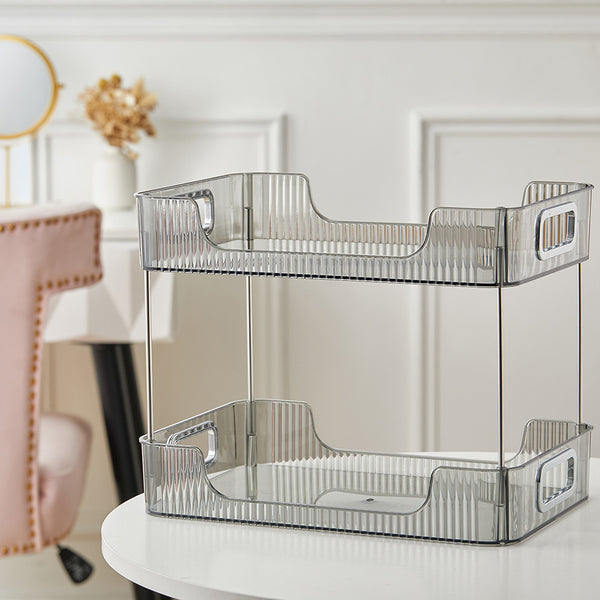 Grey/Clear/Green Stackable Makeup Storage Box with Modern Acrylic Design, Cosmetic Display Organizer for Office Desk and Dressing Table, Practical Desktop Organizer Rack for Jewelry and Lipstick, Perfect Gift Idea for Women and Girls