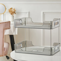 Grey/Clear/Green Stackable Makeup Storage Box with Modern Acrylic Design, Cosmetic Display Organizer for Office Desk and Dressing Table, Practical Desktop Organizer Rack for Jewelry and Lipstick, Perfect Gift Idea for Women and Girls