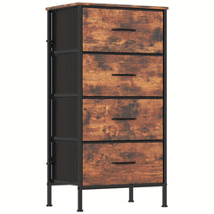 4-Drawer Chest Of Drawers with Metal Frame & MDF Wooden Top, Adjustable Feet, Anti-Tip Safety, Spacious Storage Unit for Bedroom Or Living Room (45x30x91cm/ 17.7x11.8x35.8inch)