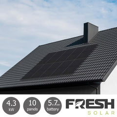 Fresh Solar 4.3Kw Solar PV System [10 Panels] with 5.76Kw Fox Battery - Fully Installed
