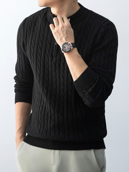 Christmas Gift for Men, New Twist Zipper Collar Pullover Sweater, Autumn And Winter Style, with Velvet, Thickened, Warm And Cold-Resistant, Can Be Worn Inside Or Outside, Casual And Versatile Essential, Knit