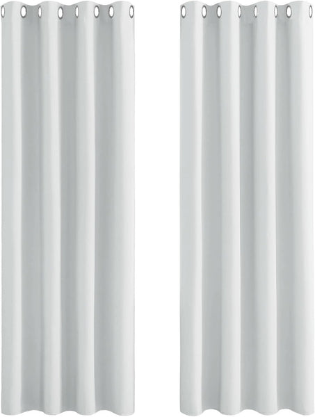 PONY DANCE Grey Blackout Thermal Insulated Curtains for Bedroom, 46 X 54 Inch Short Eyelet Curtains & Drapes, Soft Black Out 2 Panels for Window Living Room/Kitchen