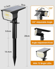 Btfarm 4 Pack Solar Lights Outdoor Garden, 72 LED Solar Spot Lights 3 Modes IP65 Waterproof Garden Uplighters Solar Powered, Auto On/Off Spotlight for Yard Driveway Pathway Landscape 6500K Cool White