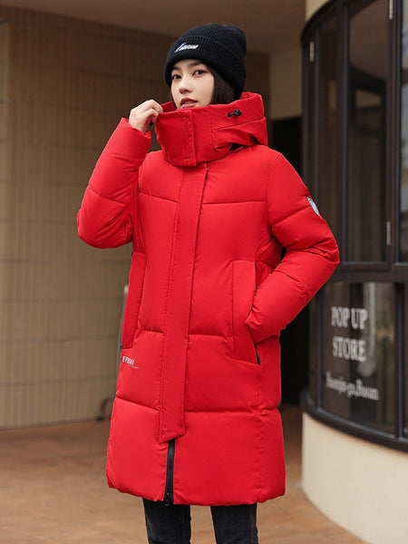 Sophisticated Winter Coat for Women Featuring a Hood And a Full Zipper, Perfect for Chilly Days. This Long-Sleeve Jacket Offers a Tailored Fit And Is Suitable for Both Outdoor And Everyday Travel. Dry Clean Only, Made with High-Quality Materials