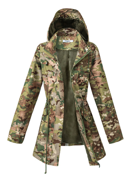 Drawstring Waist Hooded Zip Up Coat, Casual Long Sleeve Coat for Fall & Winter, Women's Clothing