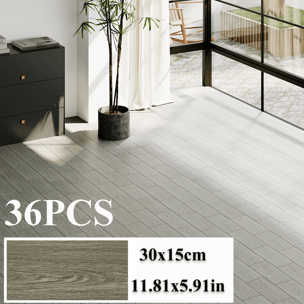 36-Pack High-Quality Self Adhesive Floor Tiles, 15x30cm Peel and Stick SPC Vinyl Planks for Kitchen, Bathroom, Bedroom & Living Room, Realistic Stone/ Wood Look Efffect Waterproof PVC Flooring, Easy DIY Installation