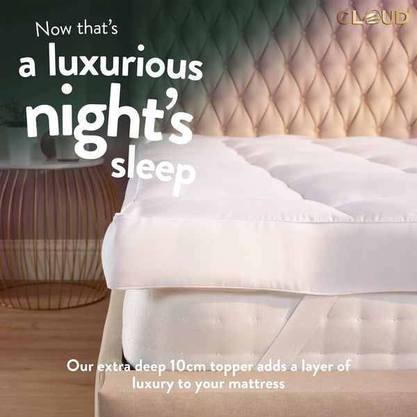 Microfiber Mattress Topper 4 Inch/10cm Heavy Fill Super Soft and Fluffy Single Double King Box Stitched Mattress Topper Extra Thick