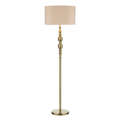 Madrid Antique Brass Floor Lamp with Faux Silk Shade