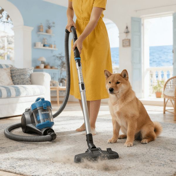 Midea EUREKA Whirlwind Cylinder Bagless Vacuum Cleaner - 700W Powerful Motor, 1.5L Dust Cup, 2-in-1 Dusting Brush, Automatic Cord Rewind, Compact & Lightweight, Perfect for Hardfloors, Carpets, Car, Under-Furniture Cleaning & Pet Hair Cleanup