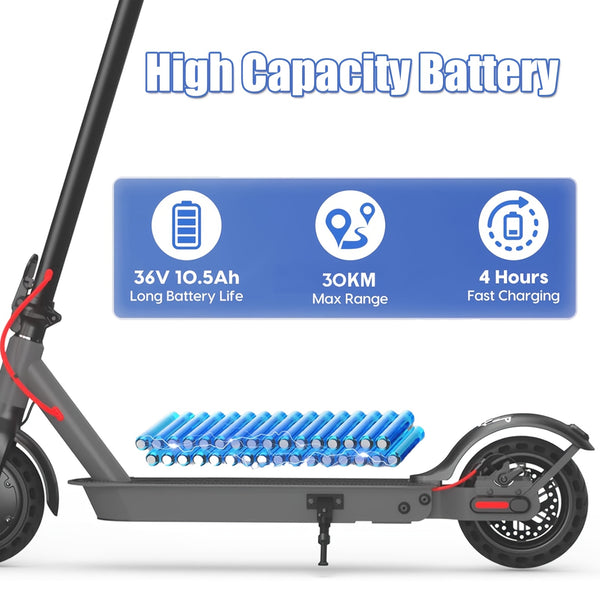 Adult Electric Scooters, T4 Adult Electric Scooter, 8.5-inch Solid Tires, 30-kilometer Range, 3 Speed Modes, Foldable Electric Scooter with APP, for Adult