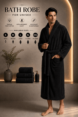 Unisex Terry Towelling Bathrobe with Shawl Collar, Soft Cotton Robe with Belt & Pockets, Comfortable Dressing Gown for Men & Women, S-XXL
