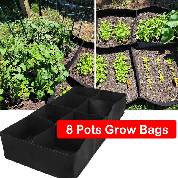 8 Grids Garden Raised Planting Bed Fabric Raised Garden Bed Square Felt Garden Flower Grow Bag Vegetable Planter Pot