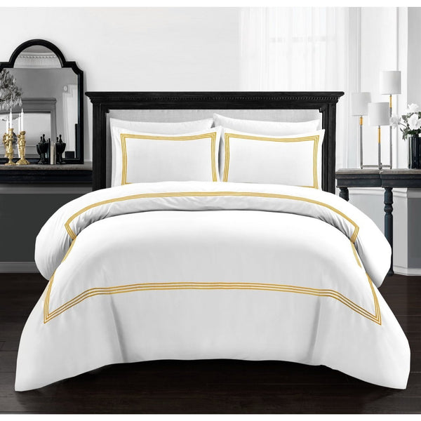 Embroided Baratta Stitch Duvet Cover Set with Matching Pillowcases - Ultra-soft Brushed Microfibre – Chic & Modern Design – Easy Care & Machine Washable