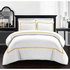 Embroided Baratta Stitch Duvet Cover Set with Matching Pillowcases - Ultra-soft Brushed Microfibre – Chic & Modern Design – Easy Care & Machine Washable