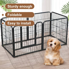 6-Panel Heavy Duty Metal Dog Puppy Playpen - Foldable & Detachable Pet Pen with Assembly, /Outdoor Exercise Fence Suitable for Dogs, Cats, Rabbits - Portable & Sturdy Play Pen