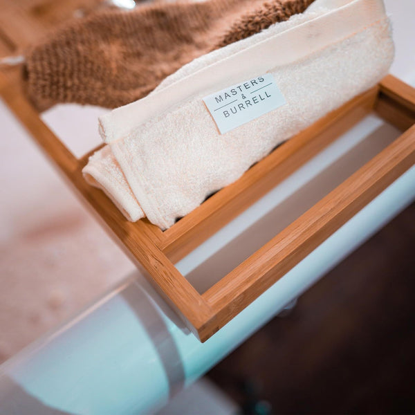 Bamboo Bath Tray, Luxury Extendable Caddy, Glass, Book, Tablet & Phone Holders - Adjustable for a Home Spa Experience