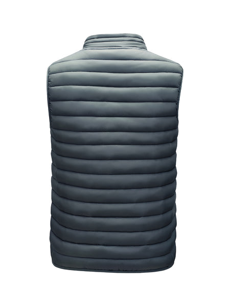 Men'S Lightweight Vest, Men'S Jacket, Autumn And Winter Vest, Stand-Up Collar Solid Color Casual Zipper Pocket Vest