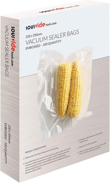 Sousvidetools | Vacuum Sealer Bags | Pack of 100 | 30Cm X 40Cm | Embossed Food Storage | Sous Vide Cooking, Freezing & Microwaving | [SVT-06005]