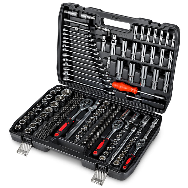 Auto Repair Tool Kit – Mechanic 216-Piece Set with Ratchet, Sockets, Wrenches & Drill Bits