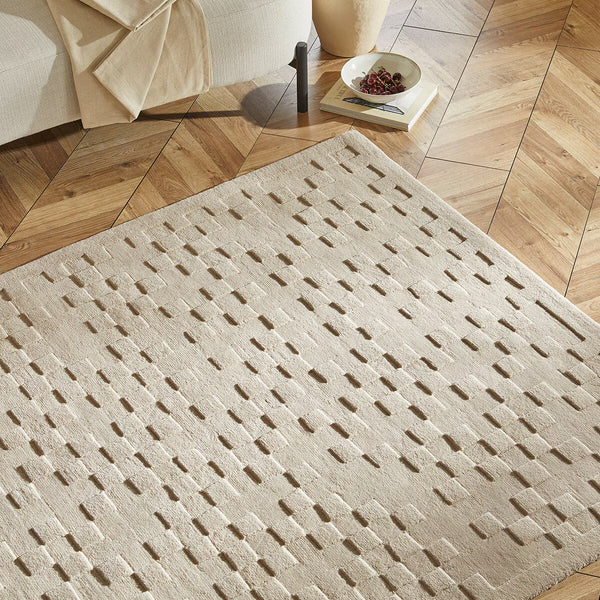 Concept Looms Priory Taupe Squares Rug in 4 Sizes