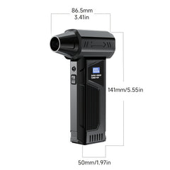 This Powerful Turbo Fan Features A Smart Display, 4 Speed Settings, 5 Nozzles, And A High-capacity Battery; It'S An Ideal Portable Cleaning Tool For Cleaning Computers, Keyboards, Cars, And Outdoor Spaces; And Also A Perfect Holiday Gift.