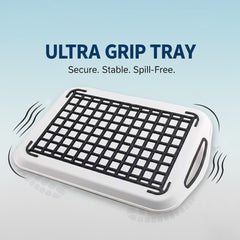 2-Pack Non-Slip Rectangular Plastic Serving Tray – High-Grip Surface, Easy-Hold Handles
