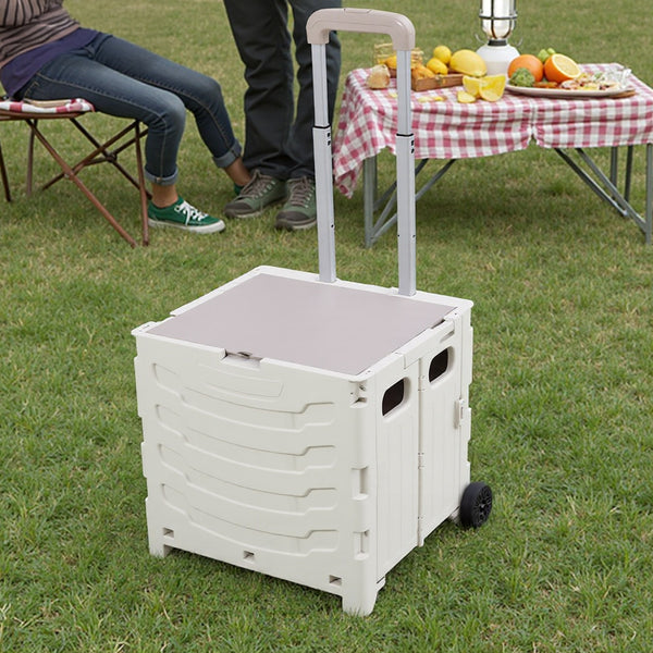 Grey/ Green Foldable Office Trolley, Portable Folding Shopping Trolley, Two-wheel Large-capacity Storage Box, Portable Pushable Shopping Cart Storage Box, Adjustable Railings