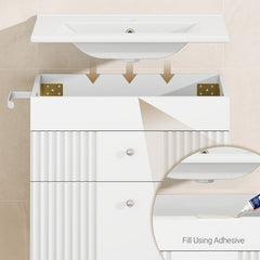 Wall-mounted Vanity with Integrated Washbasin, Bathroom Cabinet Featuring 2 Drawers And Towel Rack, Ample Storage Capacity, Modern Minimalist Design, 40 X 60 X 50cm, White