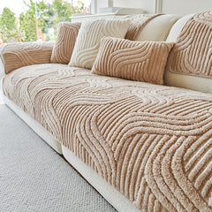 1pc Plush Non-Slip Sofa Cover, Modern Luxury, Pet-Friendly, Breathable, Fashionable Home Decor