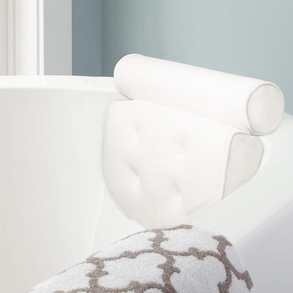3D Mesh Bathtub Pillow with Neck and Back Support - Quick-Dry Vinyl Bath Mat, 6 Suction Cups and Hooks, Machine Washable Spa Accessory, Suitable for Bathtub, Hot Tub - Bathing Aid, Hot Spring Bath, Shower Decor, Bath Pillow, Bathtub Bathroom