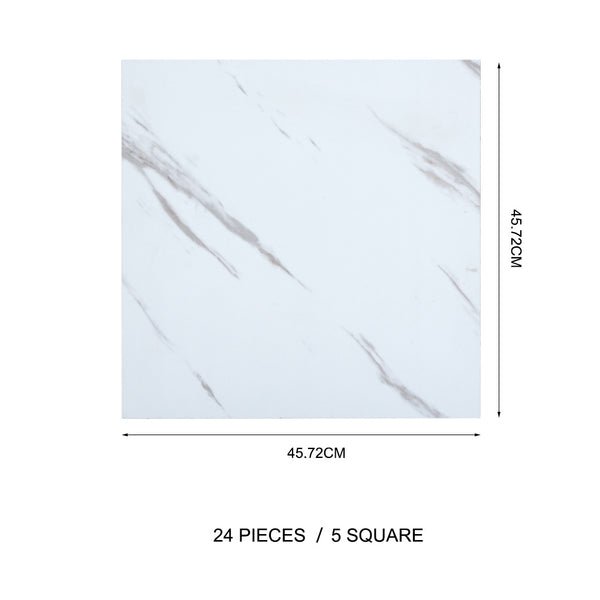 5m² 24pcs PVC Marble Effect Peel and Stick Flooring Planks Flooring Stickers Silent Tile Floorboard Self-adhesive Floor Tiles 2mm Thick Wear-resistant Layer 0.07mm, Waterproof Plank Wall Plank Simulated for Bedroom Kitchen Living Room 18 X 18 Inch 5m²