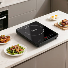 Midea Portable Single Induction Hob – 2000W Ultra-thin Induction Cooker with LED Touch Display, 3 Hour Timer, 8 Power Levels & 5 Cooking Programs Adjustable, Safety Lock - Classical Black
