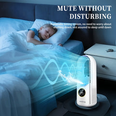 Leafless Portable Air Conditioner Fan, Safe And Hassle-Free with Bladeless Design, Six-Speed Quiet Cool Fan, 1-6 Hour Timer Shutoff, Built-In Humidification Function, Water And Ice Compatible, Suitable for Bedroom, Room, Office, Tent