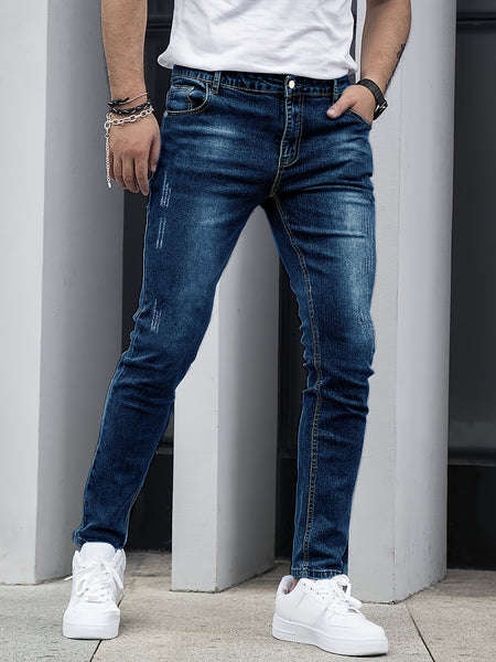 Men'S Denim Slim Fit Slimming Black Stretch Men'S Easy Casual Small Straight Leg Business Men'S Pants, Suitable for All 4 Seasons
