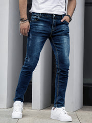 Men'S Denim Slim Fit Slimming Black Stretch Men'S Easy Casual Small Straight Leg Business Men'S Pants, Suitable for All 4 Seasons