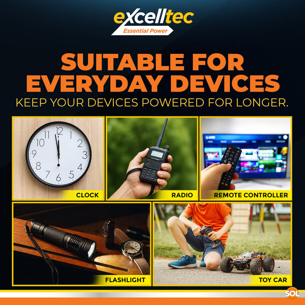 Excelltec 40pk x AA + 40pk x AAA Zinc Carbon Batteries | 1.5V Long-Lasting Household Battery Pack | Reliable Everyday Power for Toys, Remotes, Flashlights & Clocks | Bulk Home & Office Supply